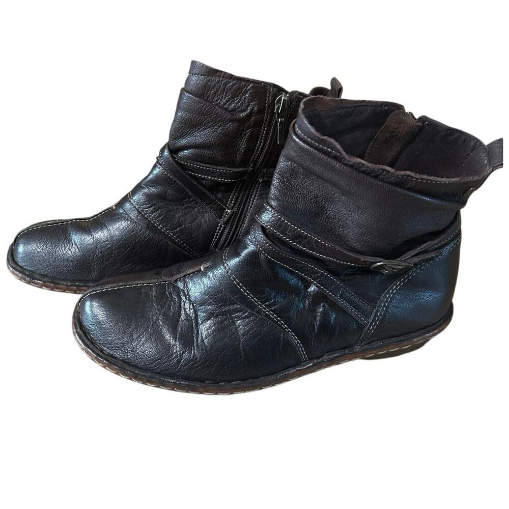 Soul of Africa Leather Ankle Boots  39/9 Brown Side Zip Artisan Comfort Booties